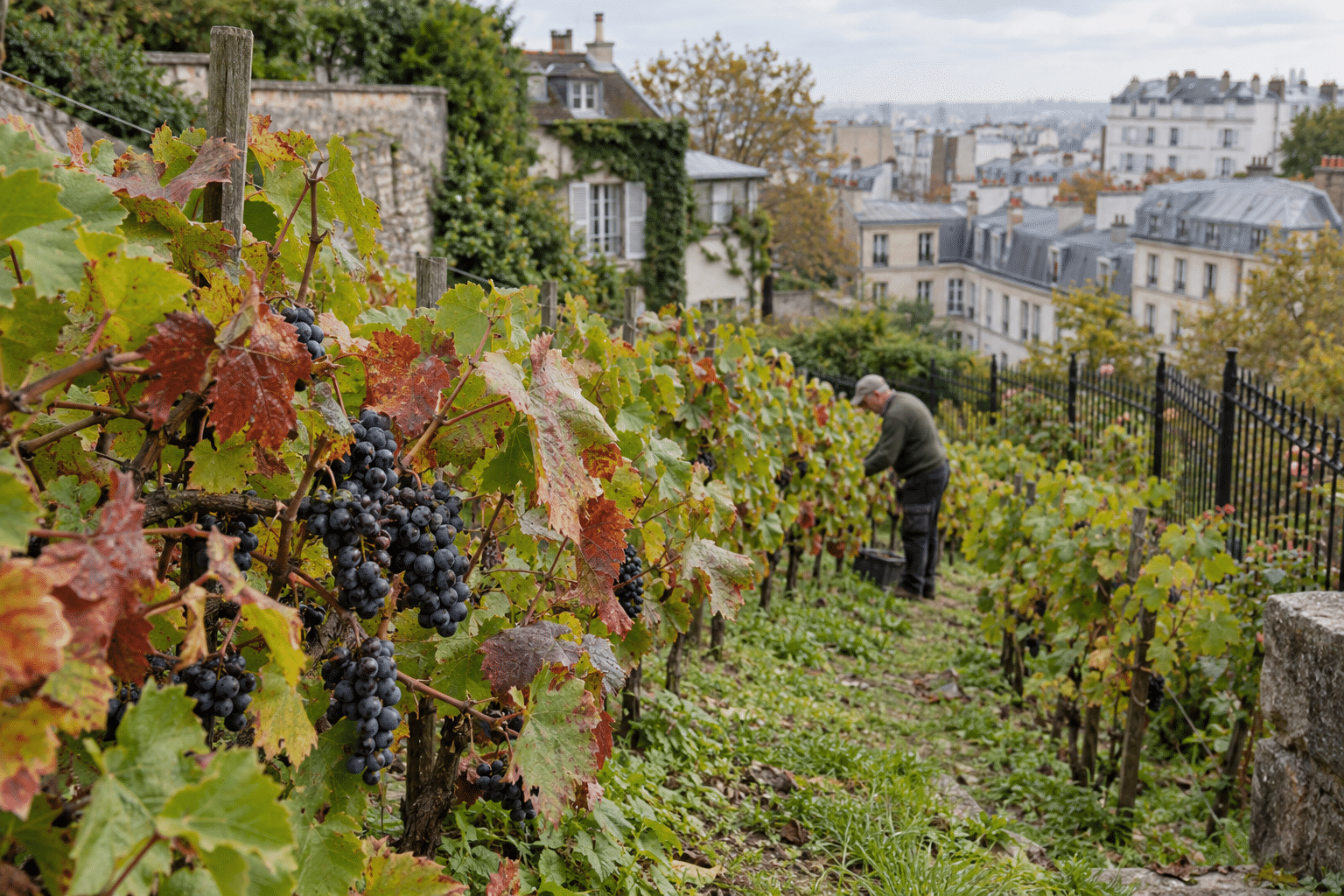 Clos Montmartre хранит память о сельском прошлом района, хотя нынешний виноградник появился в XX веке.